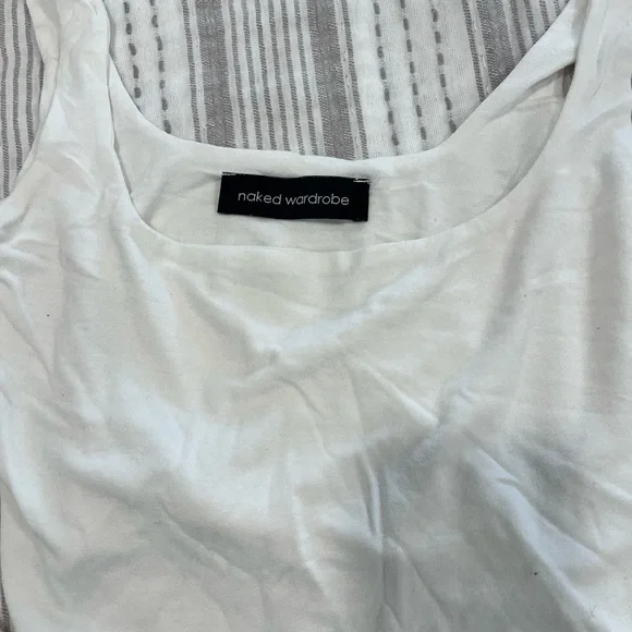 NAKED WARDROBE white crop matching set - Picture 3 of 3